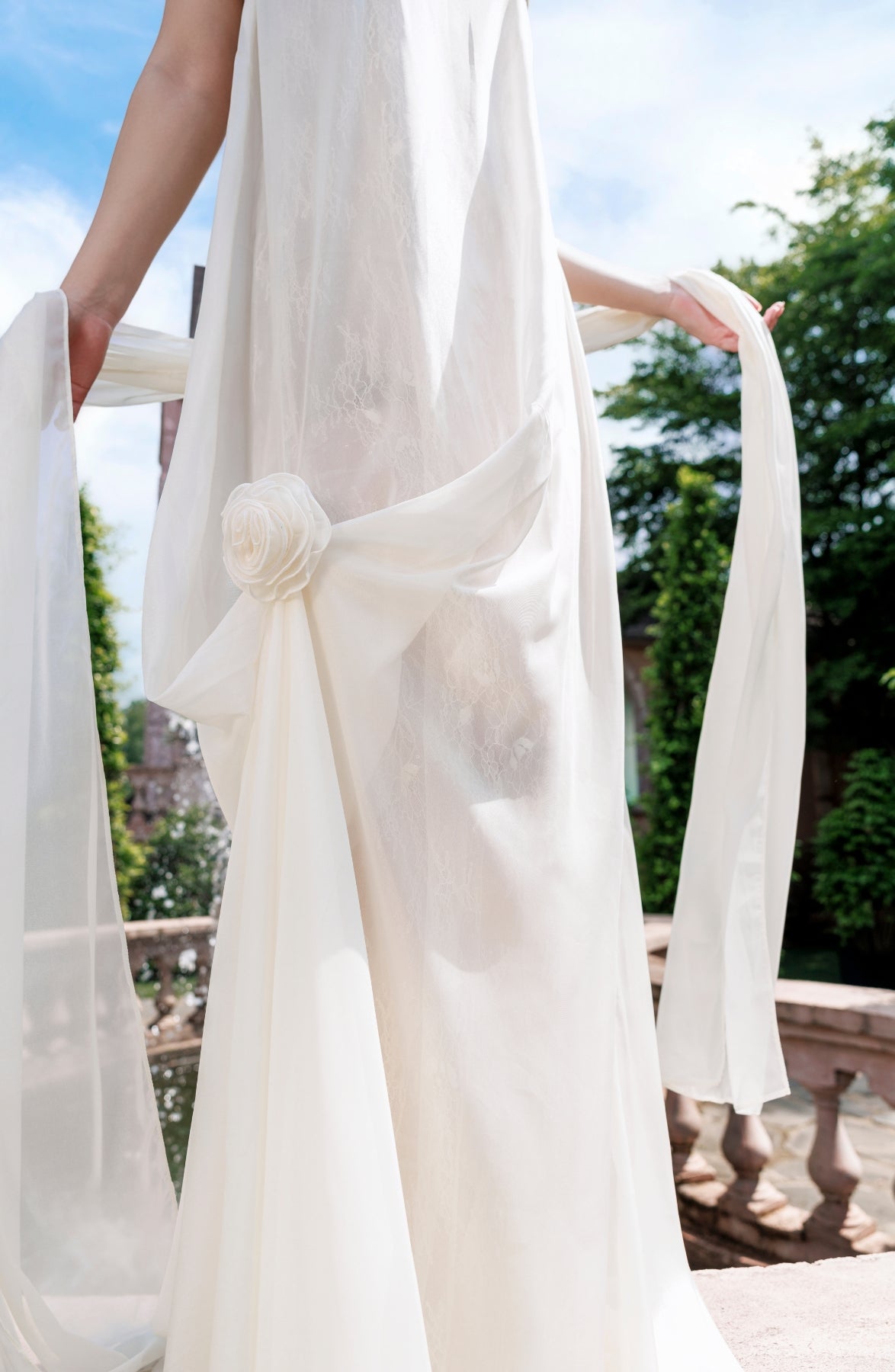 Rosette Maxi Dress in Ivory, view 28