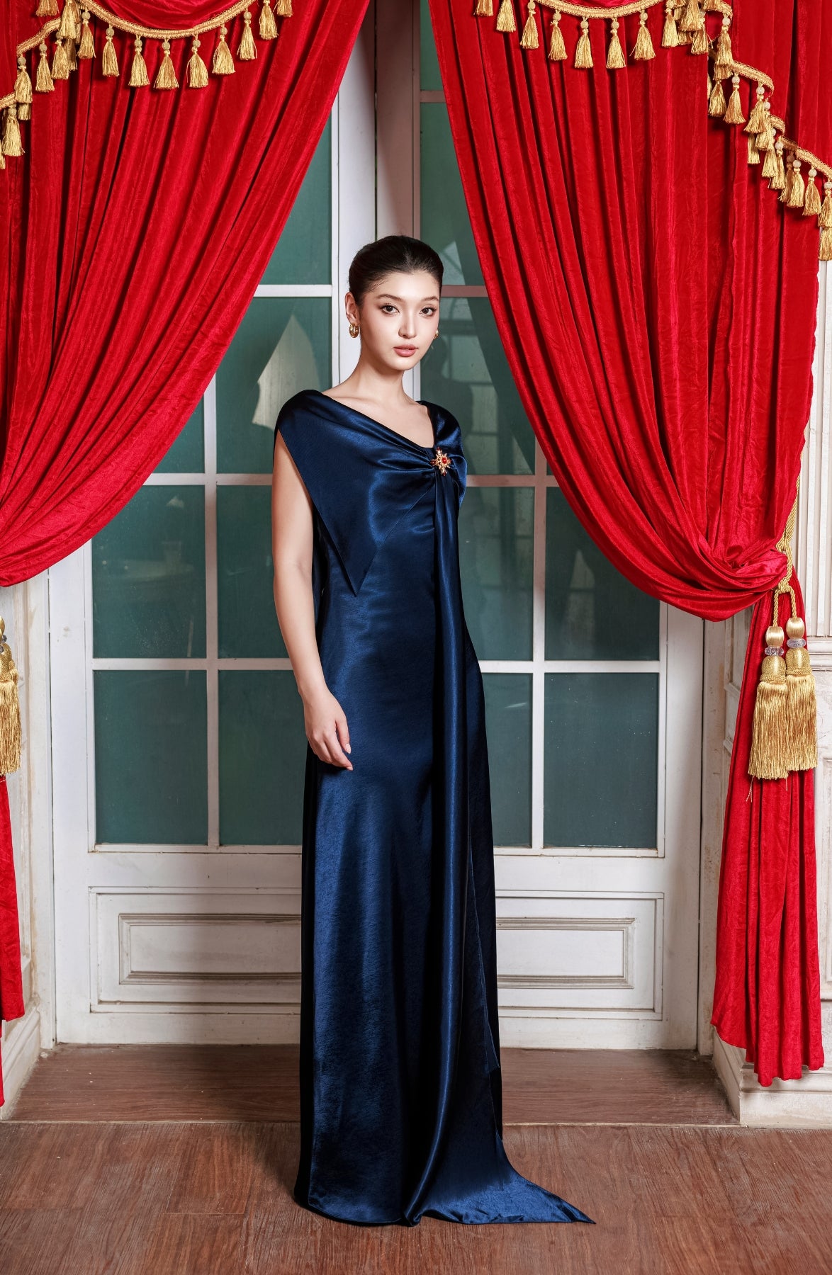 Stole Maxi Dress in Navy, view 3