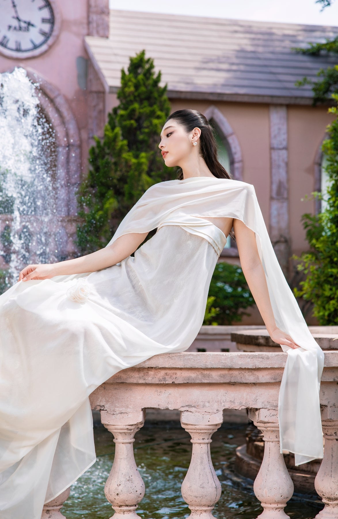 Rosette Maxi Dress in Ivory, view 30