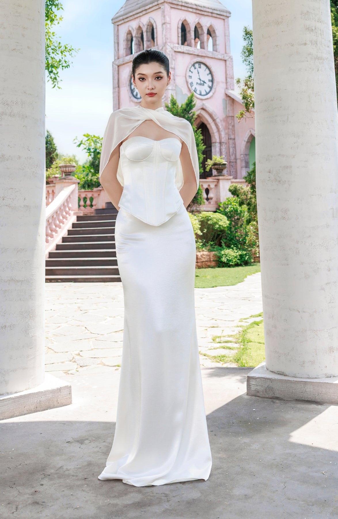 Emma Corset Top and Emma Maxi Skirt in Ivory, view 30