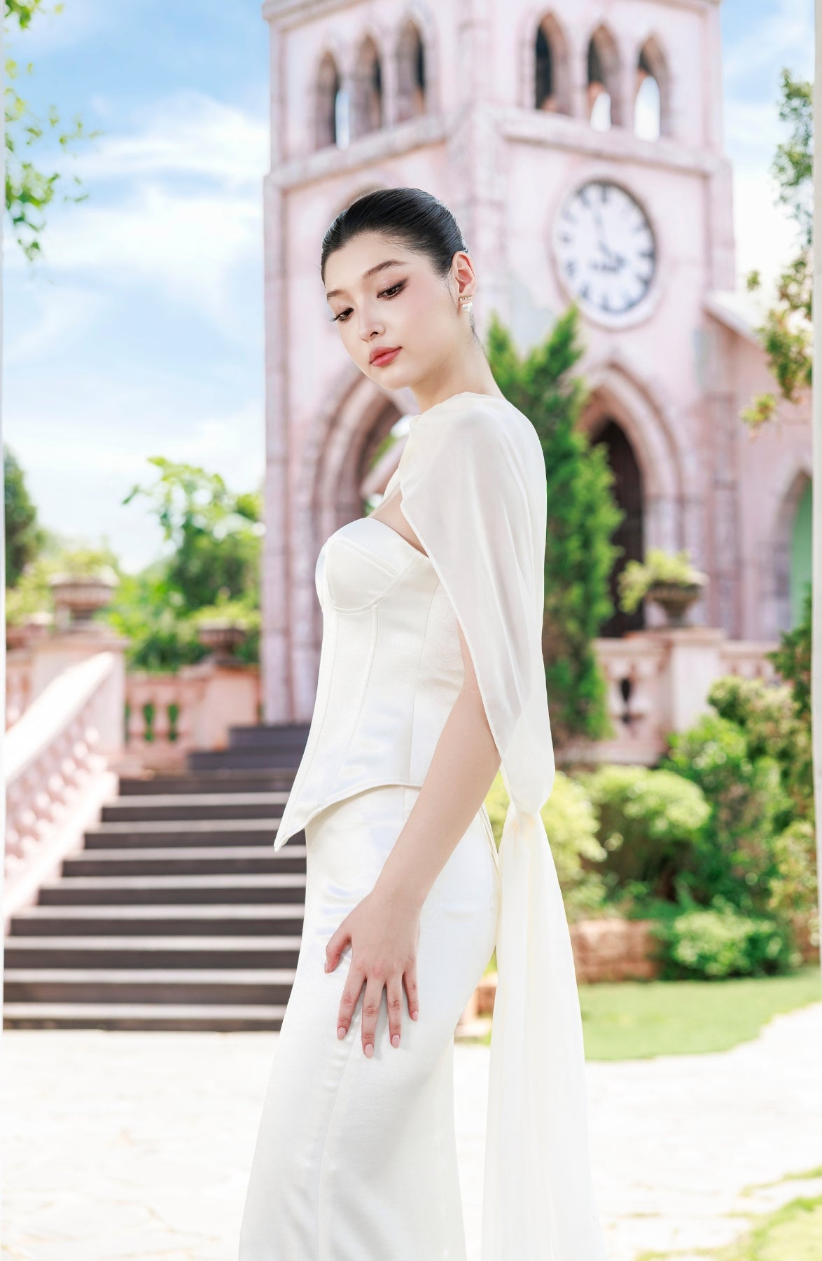 Emma Corset Top and Emma Maxi Skirt in Ivory, view 33