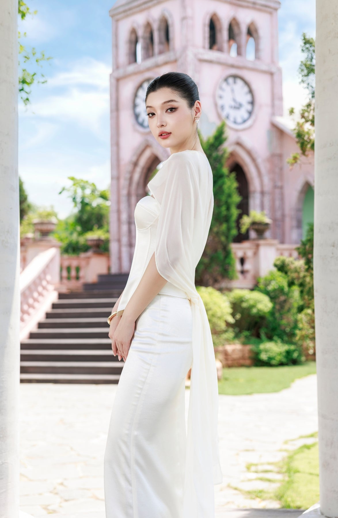 Emma Corset Top and Emma Maxi Skirt in Ivory, view 35