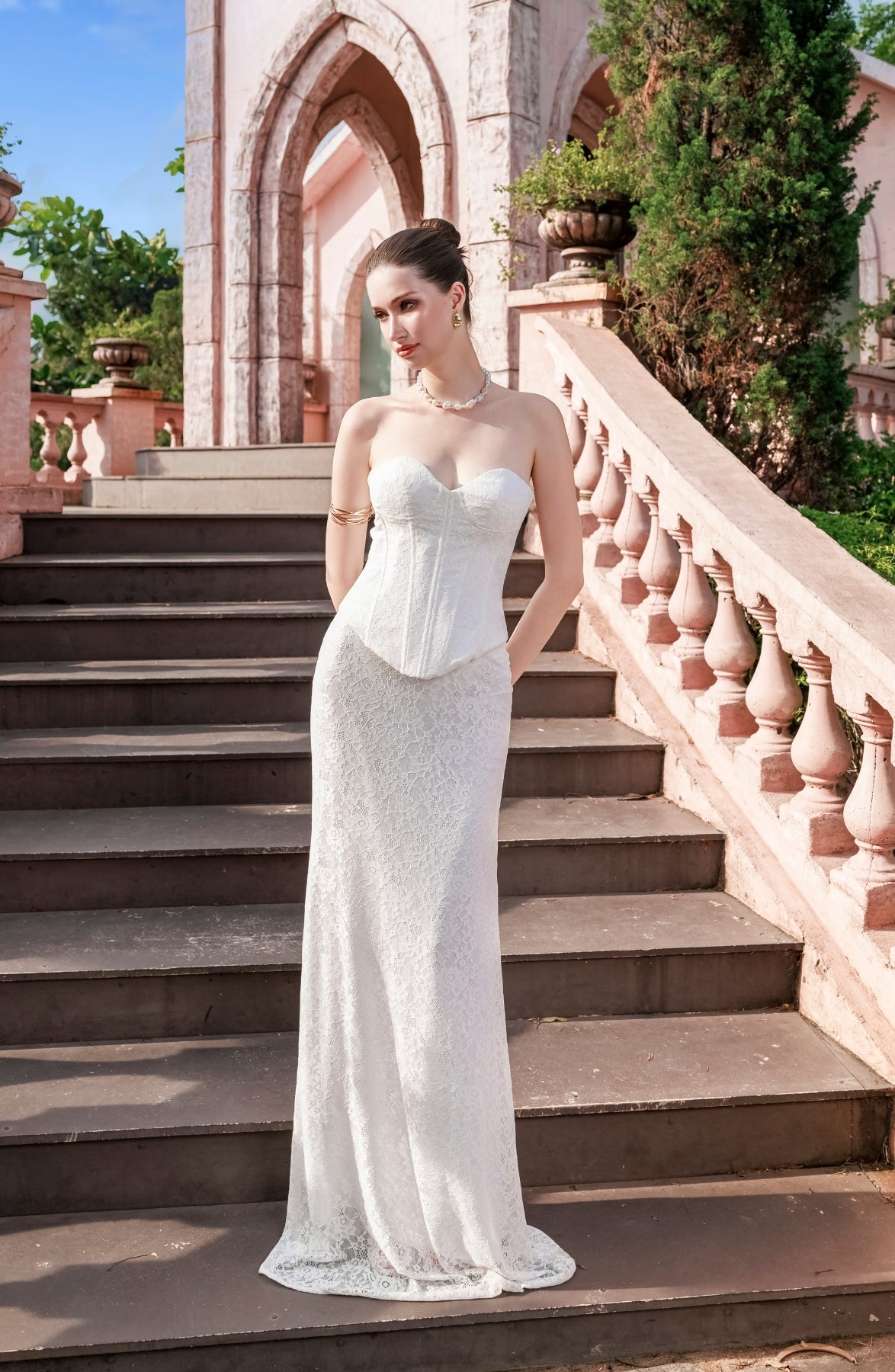 Katie Laced Mermaid Maxi Skirt in Ivory, view 31