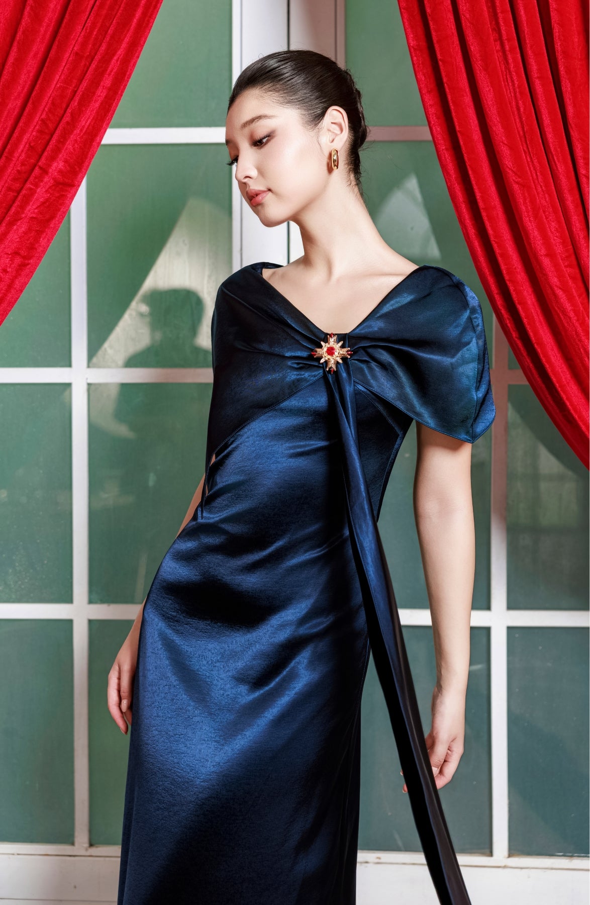 Stole Maxi Dress in Navy, view 4