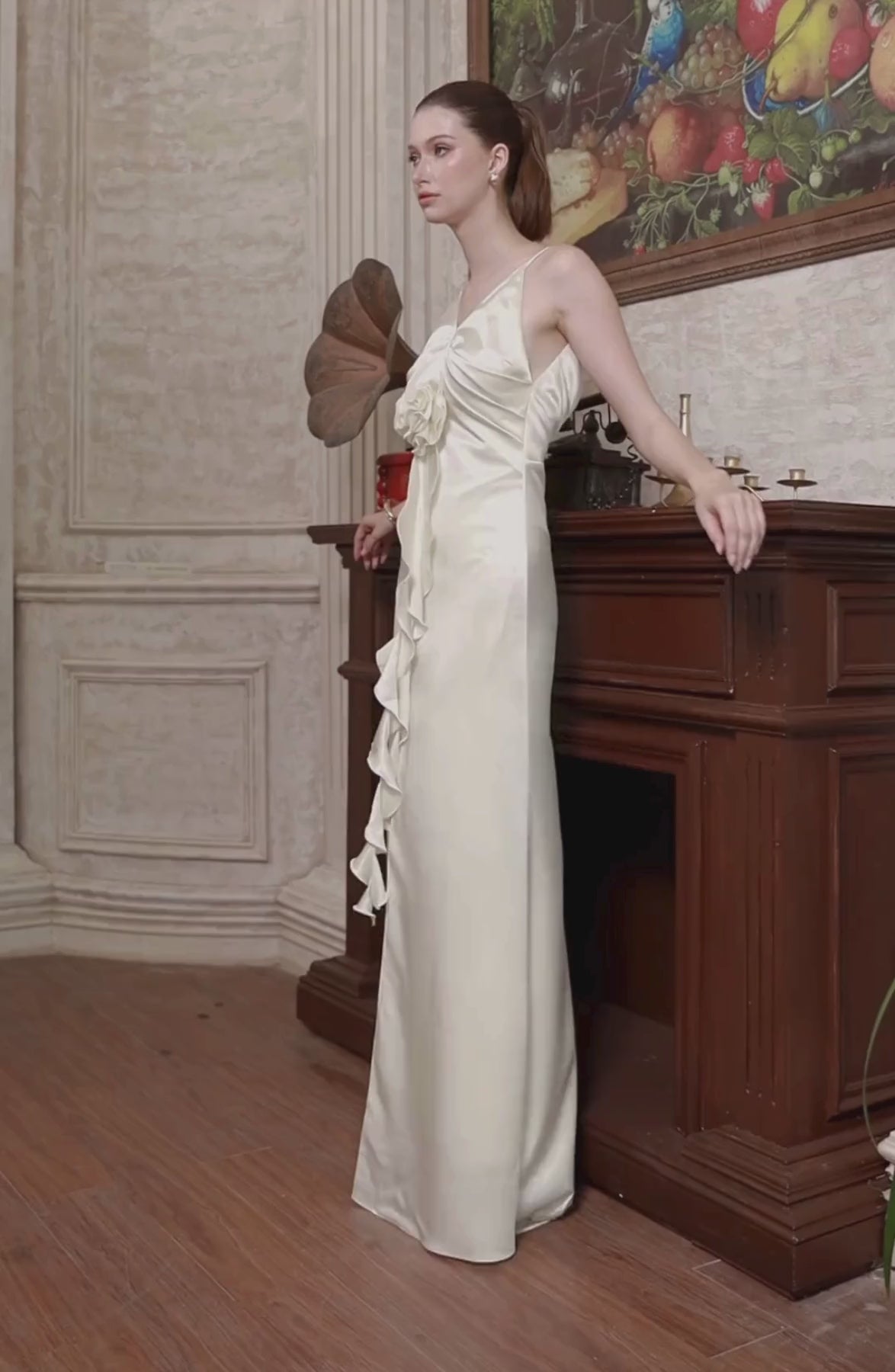 Corsage Maxi Dress in Ivory, video 1