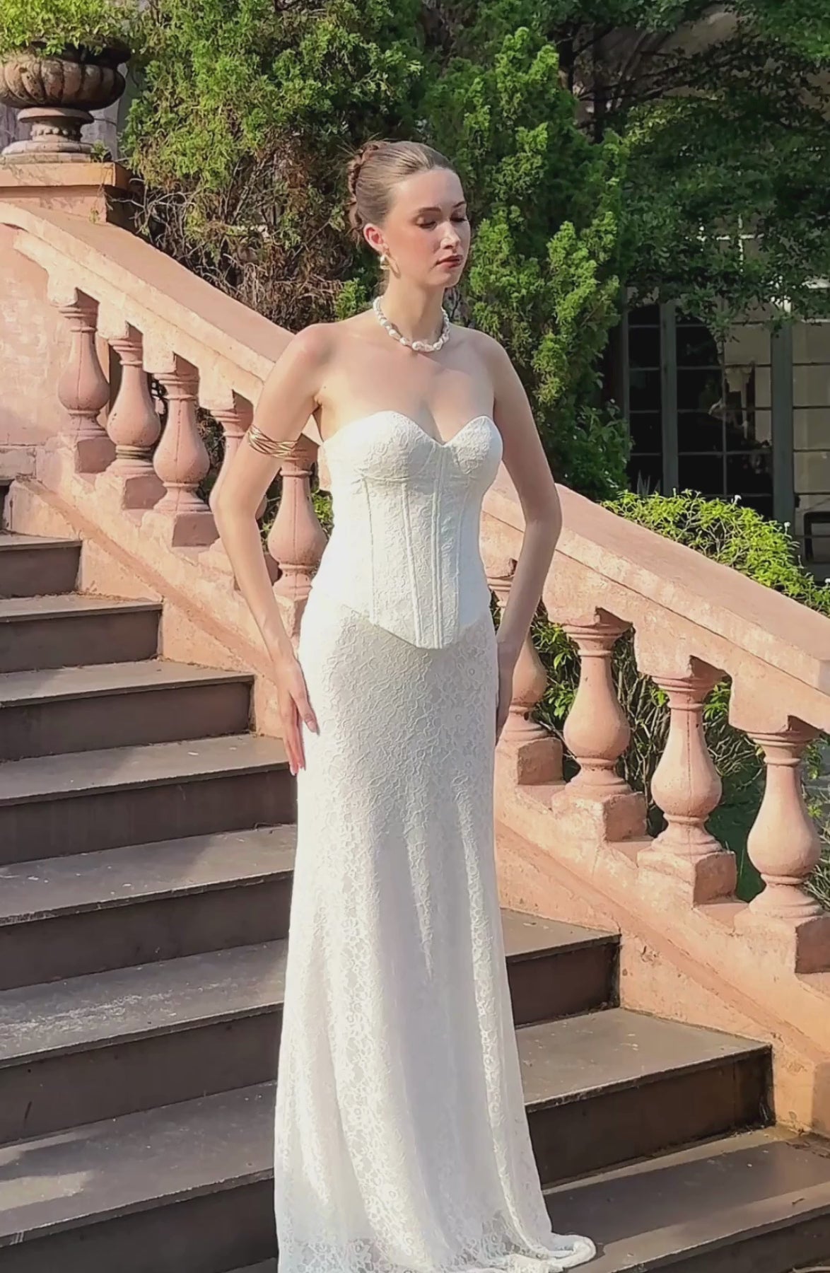 Katie Laced Mermaid Maxi Skirt in Ivory, video 13