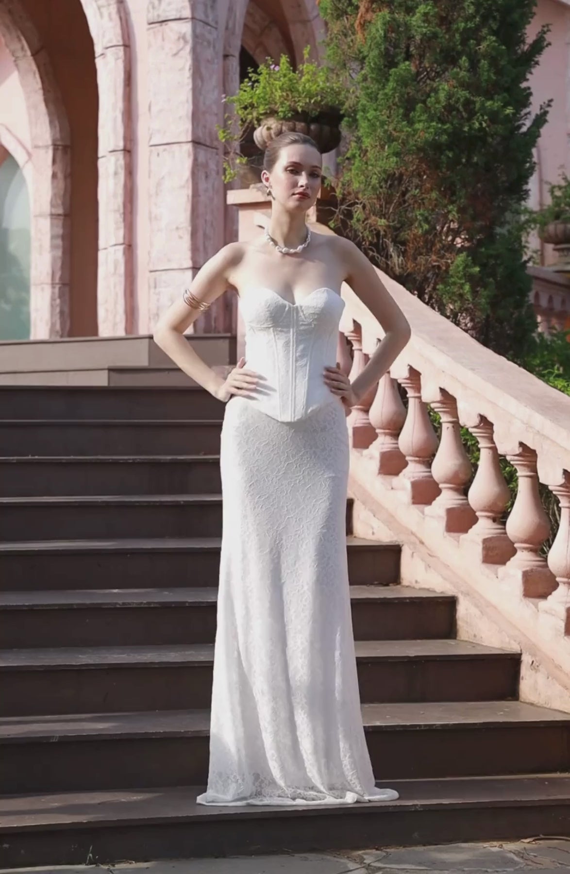 Katie Laced Mermaid Maxi Skirt in Ivory, video 17