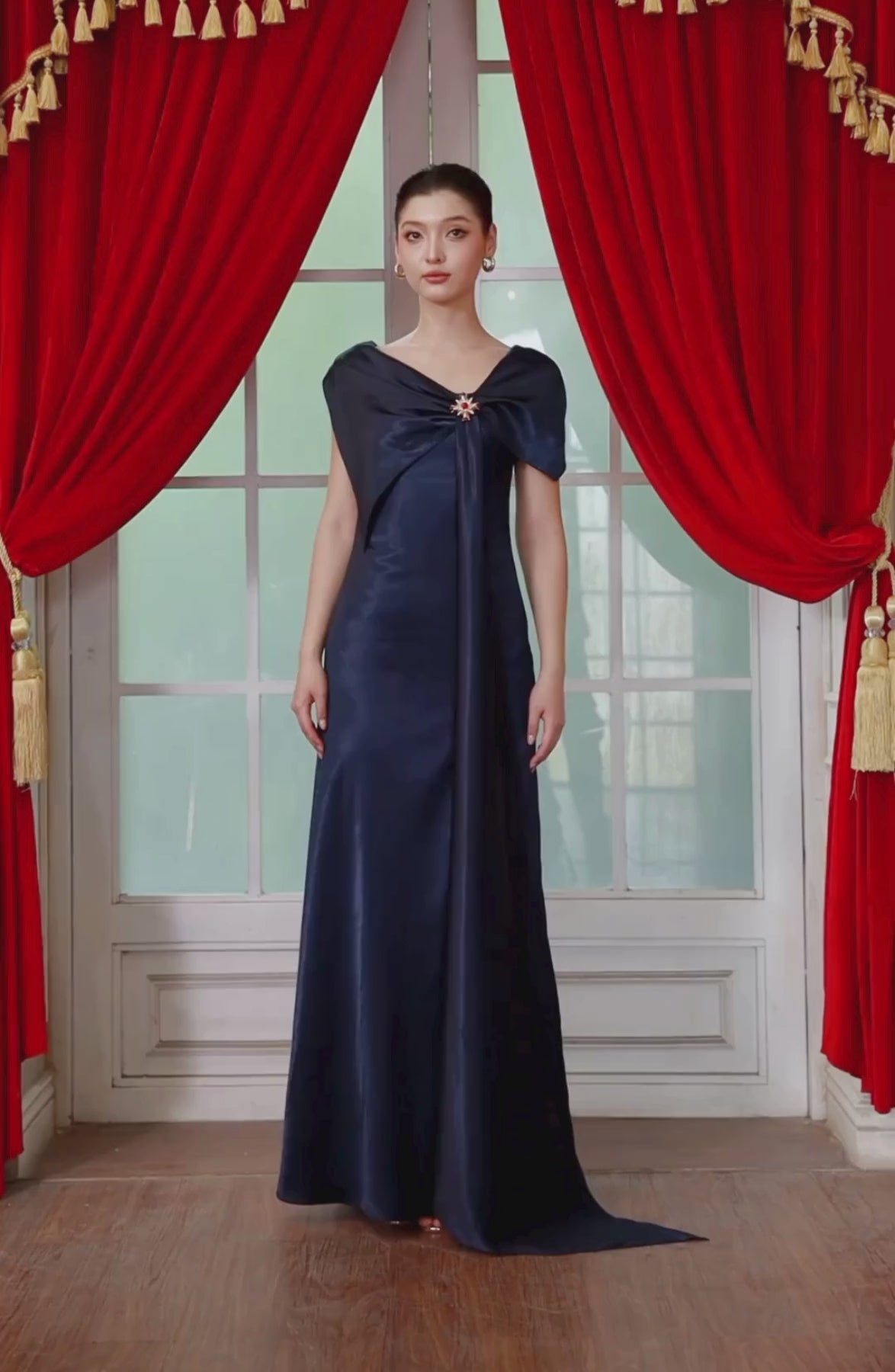 Stole Maxi Dress in Navy, video 1