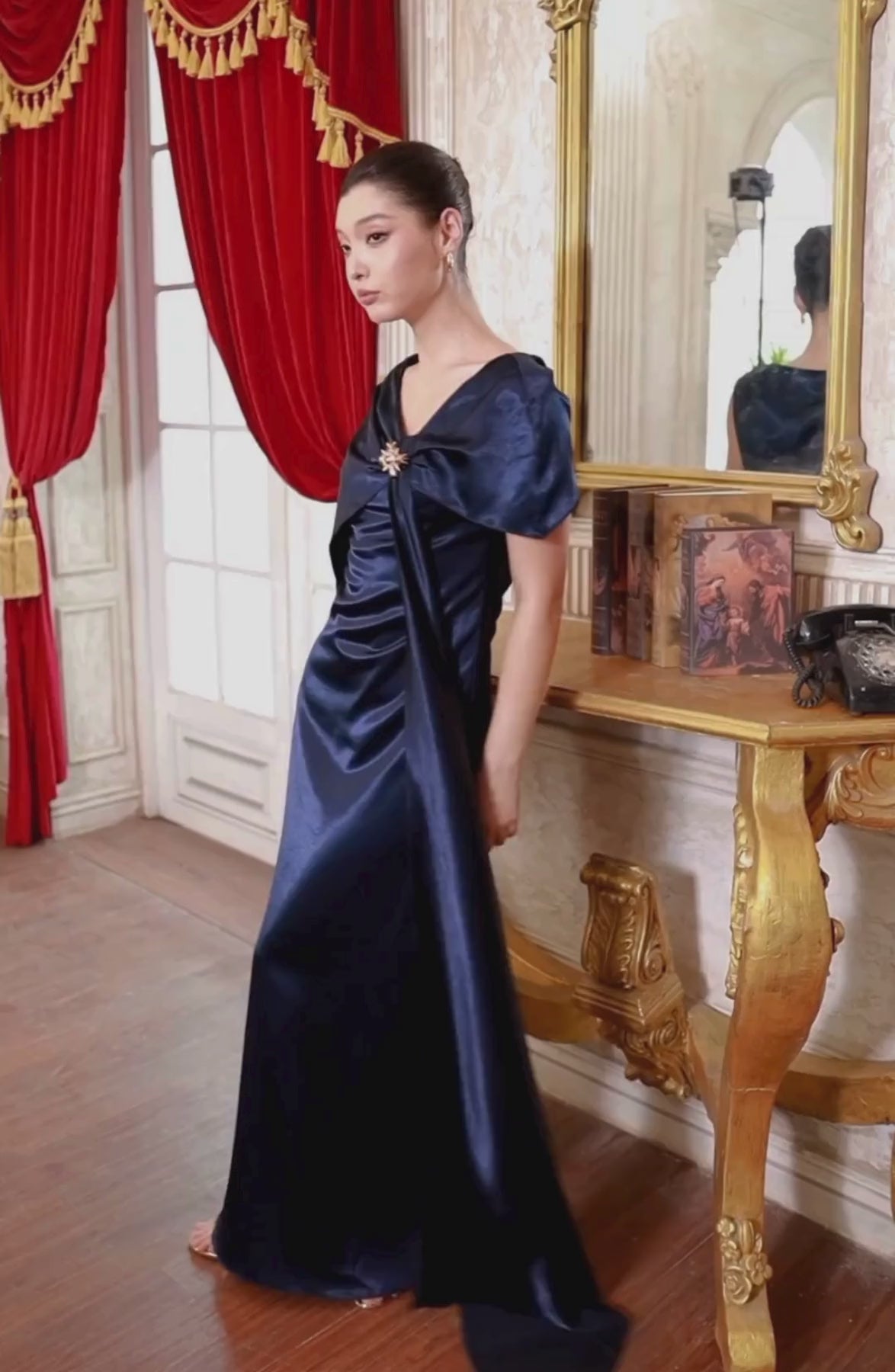 Stole Maxi Dress in Navy, video 2