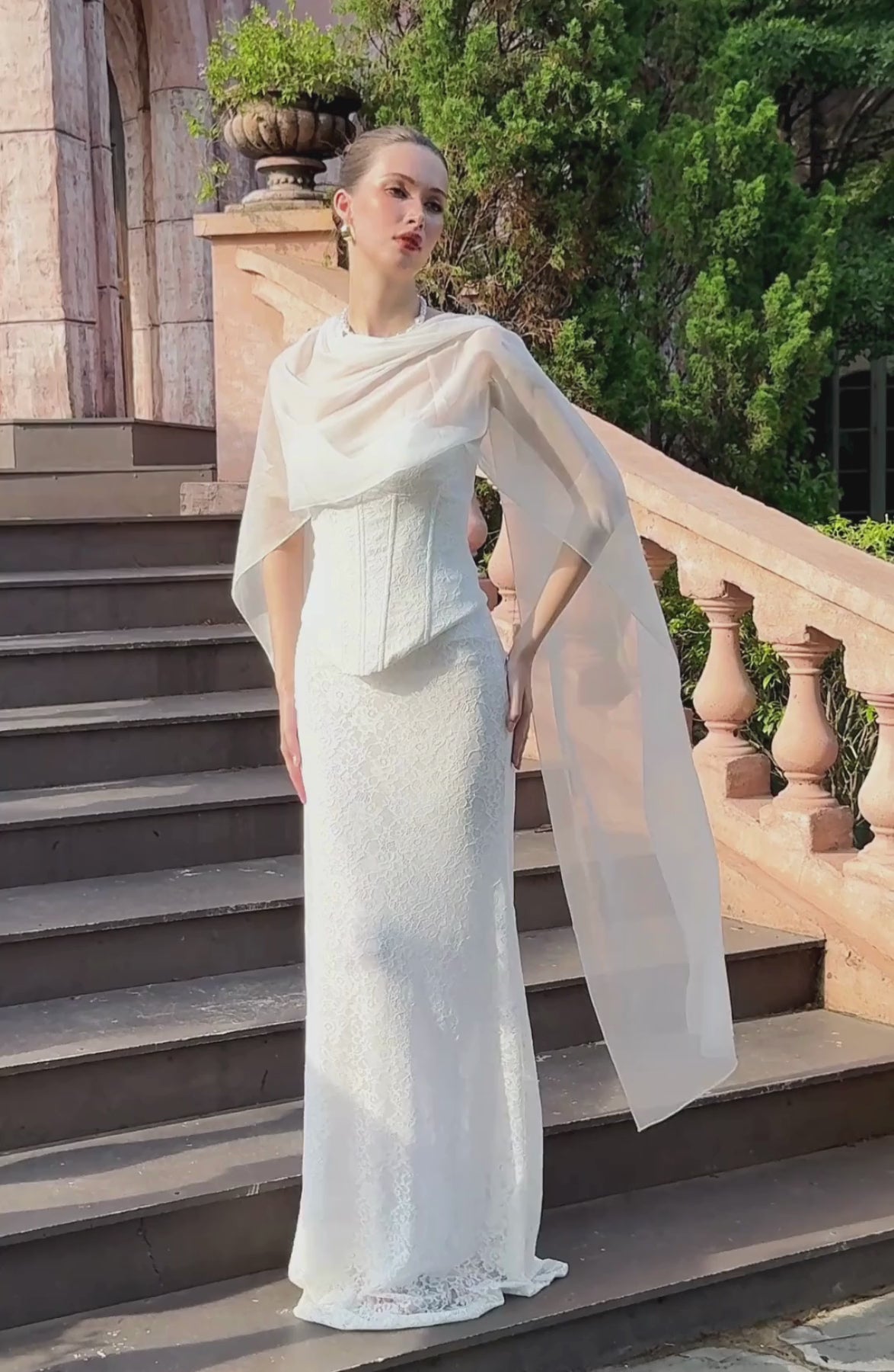 Katie Laced Mermaid Maxi Skirt in Ivory, video 10