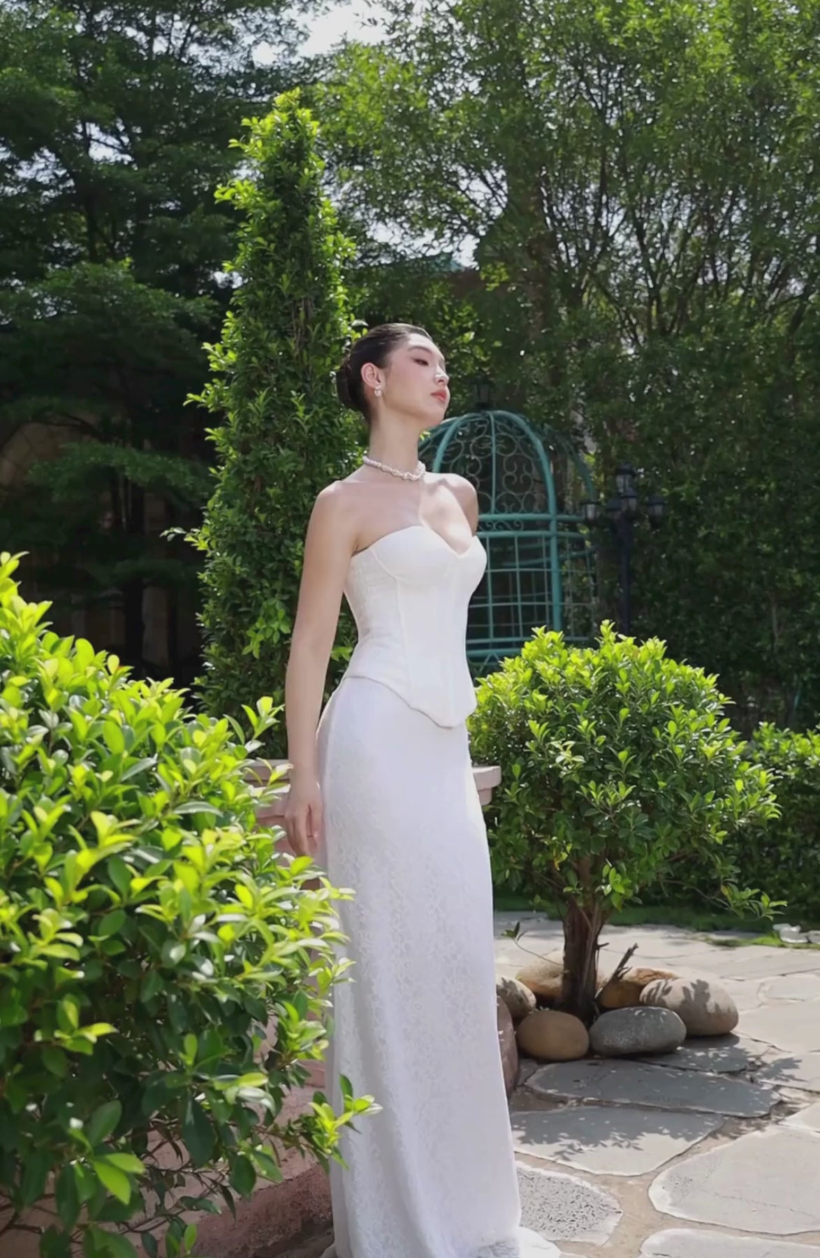 Katie Laced Mermaid Maxi Skirt in Ivory, video 1