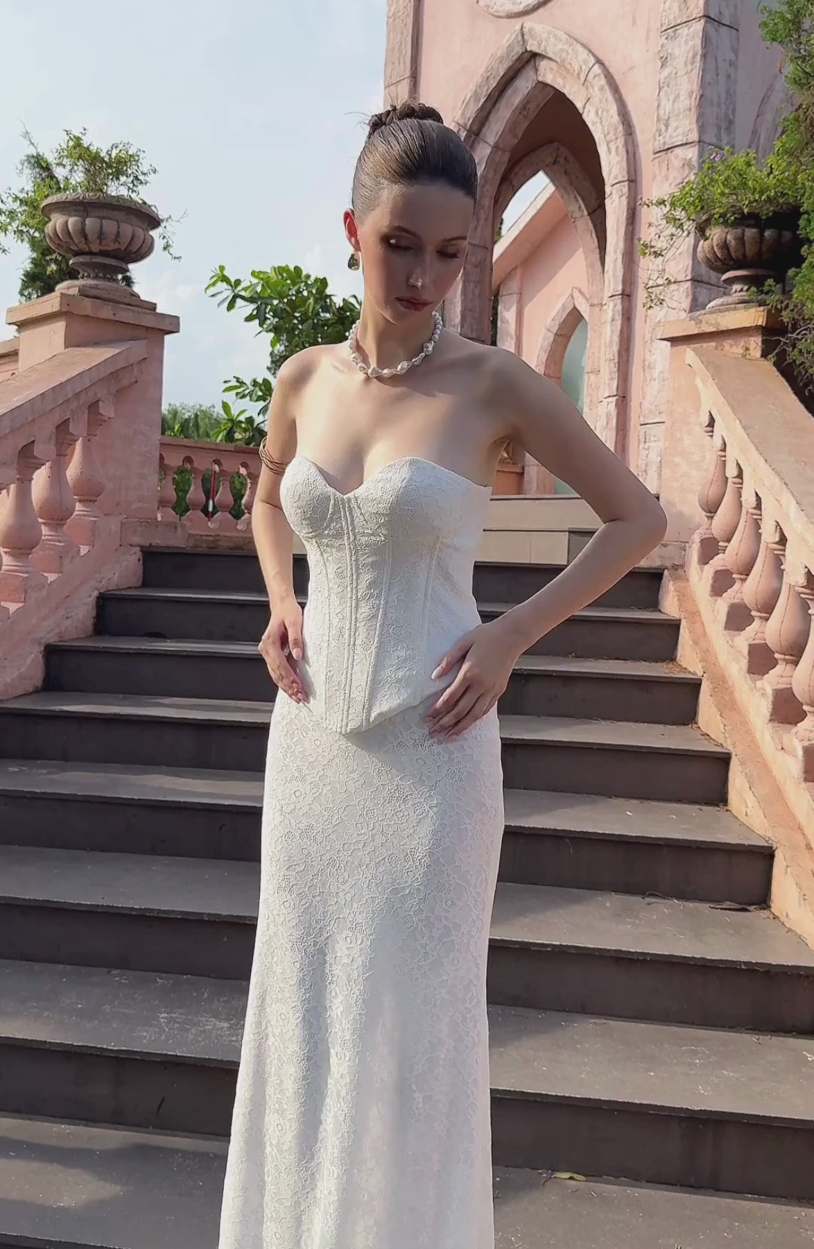 Katie Laced Mermaid Maxi Skirt in Ivory, video 12