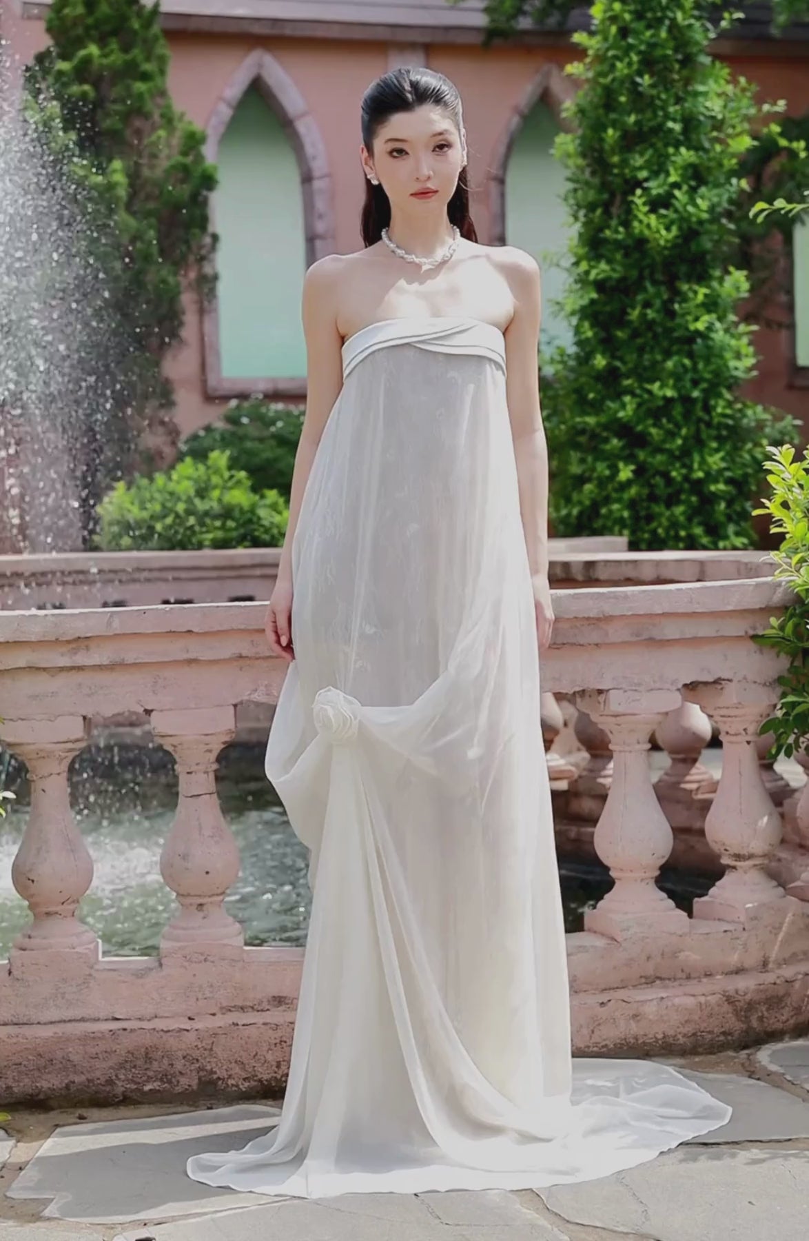 Rosette Maxi Dress in Ivory, video 2