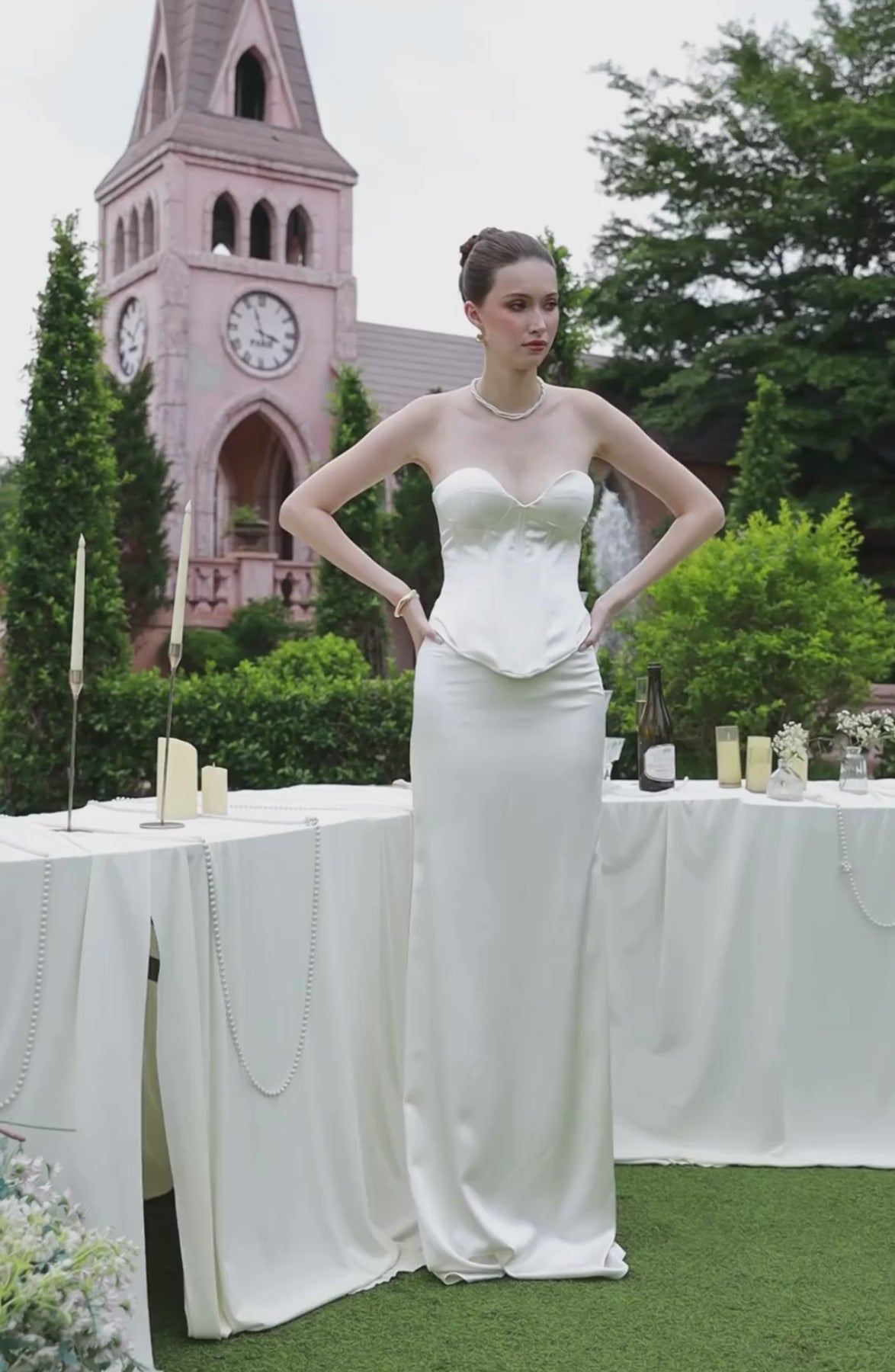 Sonata Corset Top and Column Skirt in Ivory, video 1