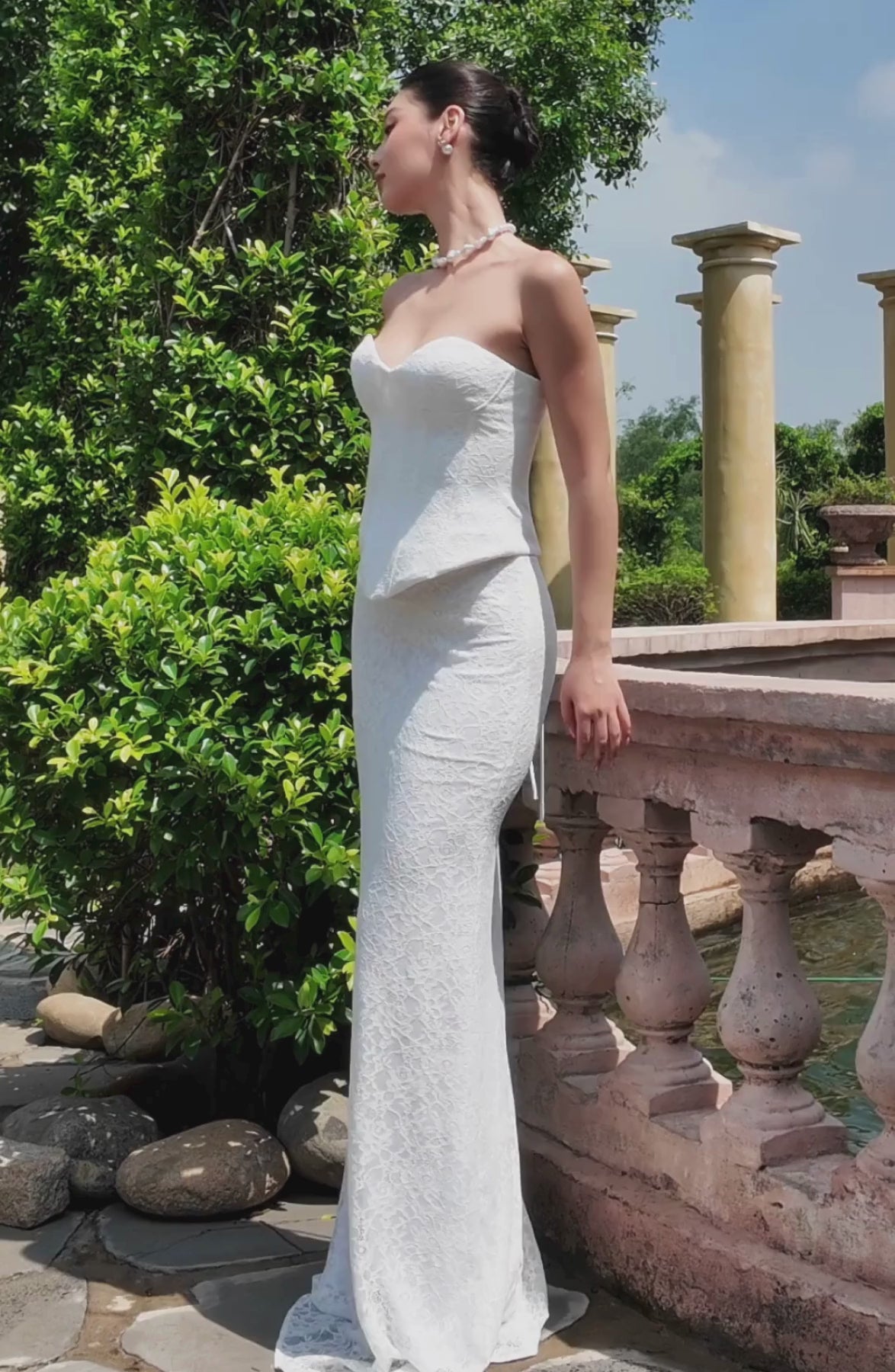 Katie Laced Mermaid Maxi Skirt in Ivory, video 3
