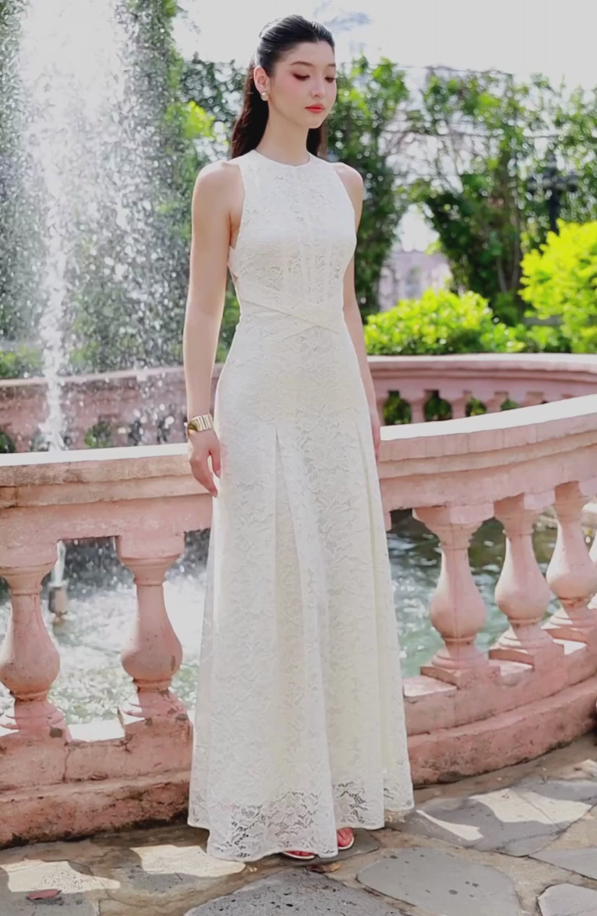 Elena Lace Dress in Ivory, video 1