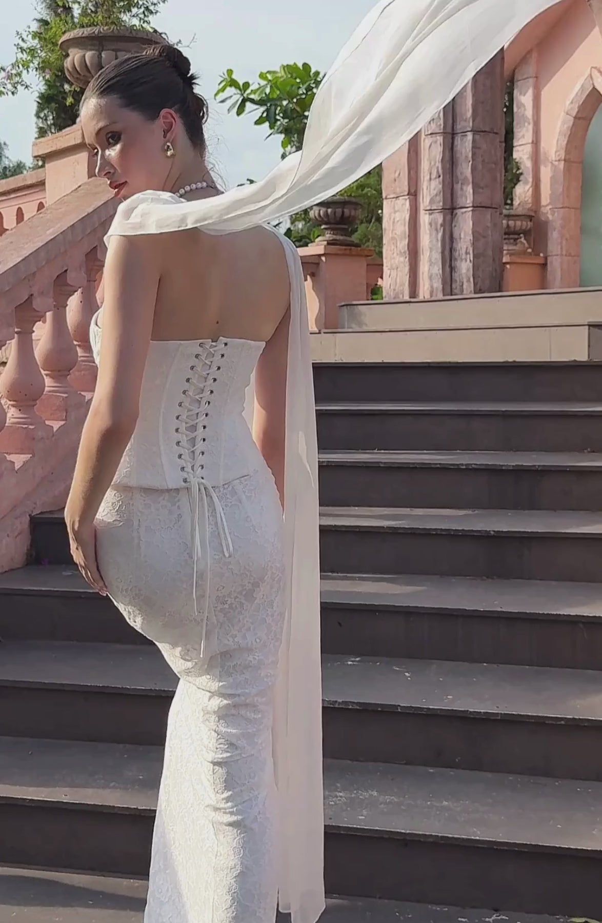 Katie Laced Mermaid Maxi Skirt in Ivory, video 16
