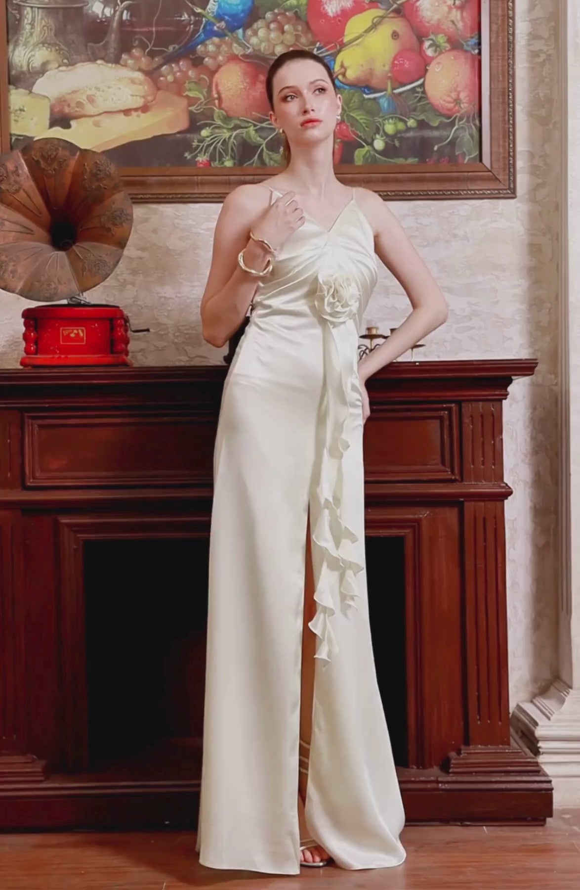 Corsage Maxi Dress in Ivory, video 2