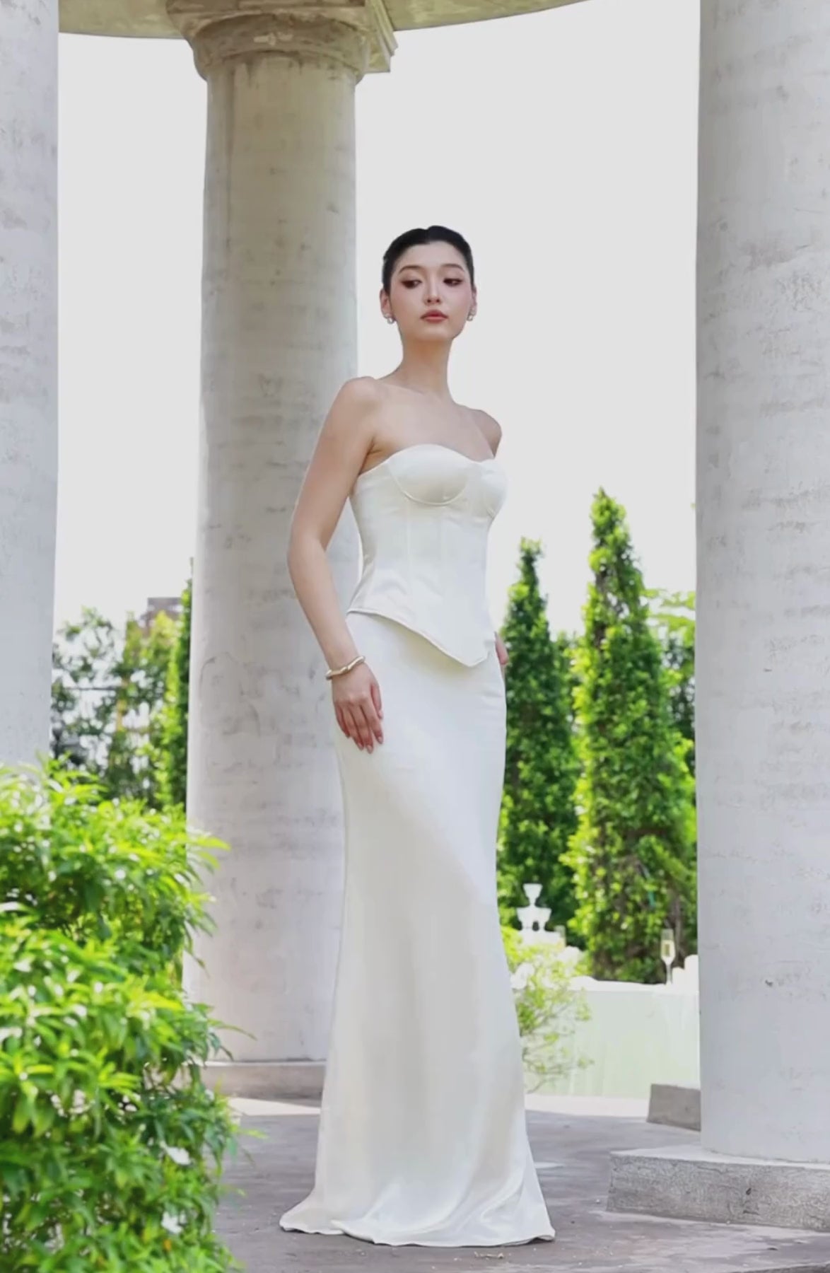 Emma Corset Top and Emma Maxi Skirt in Ivory, video 1