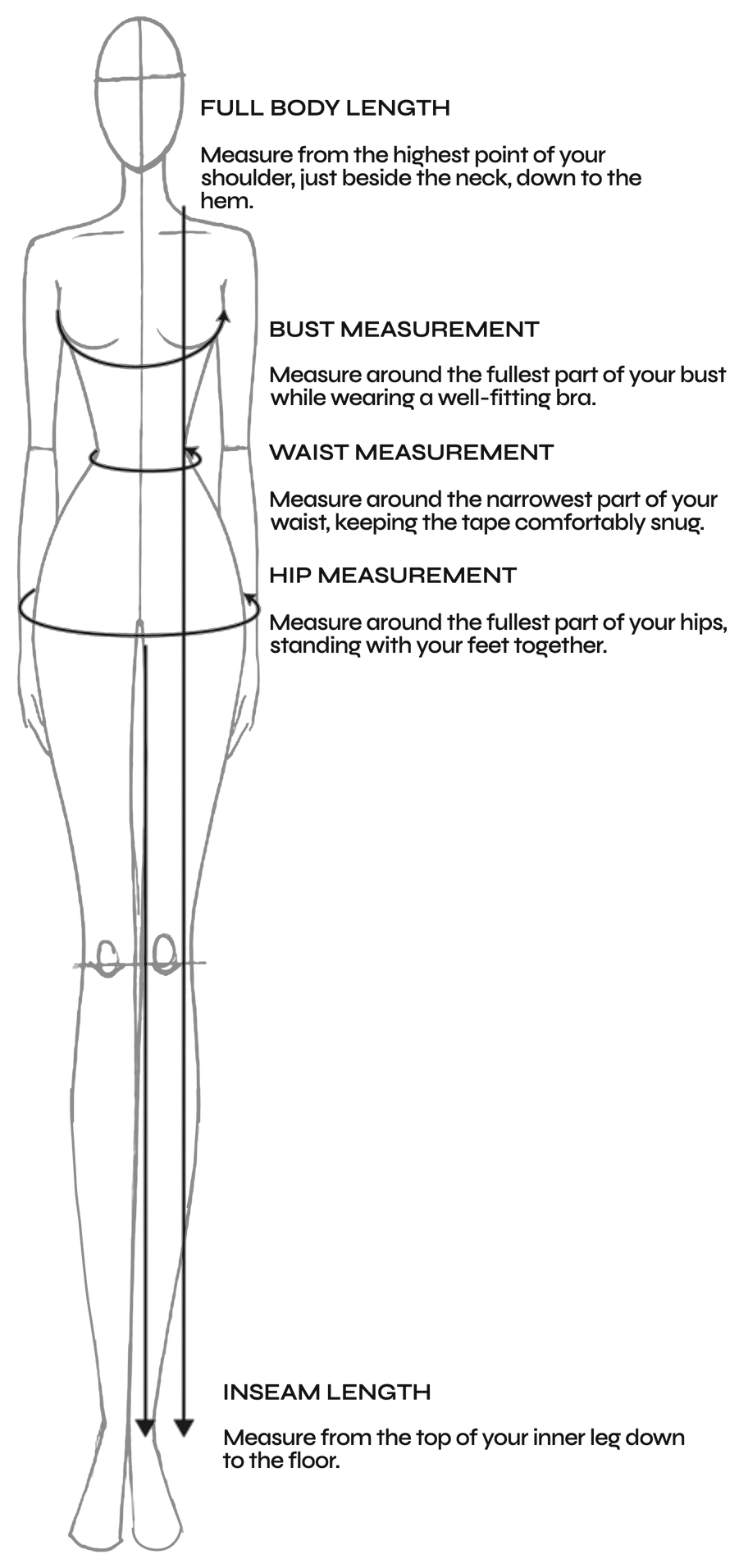 How to measure bust, waist and hips